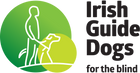 Irish Guide Dogs for the Blind Logo showing person walking with Guide Dog in green colour